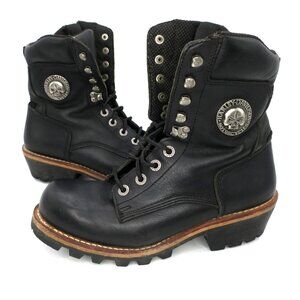 Harley-Davidson Tyson Logger Black Motorcycle Lace-up Zip Biker Boots Men's 11